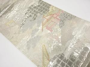 アンティーク　プラチナ箔二重織　京乃里西山三景模様織出し袋帯（材料）